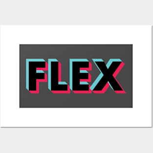 Flex Glitch Black Posters and Art